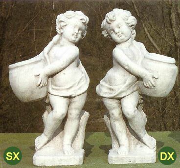 268/S - 269/S - PUTTI CON VASO IN MARMO CEMENTO