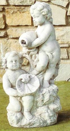 287/S - PUTTI ALLA FONTE IN MARMO CEMENTO