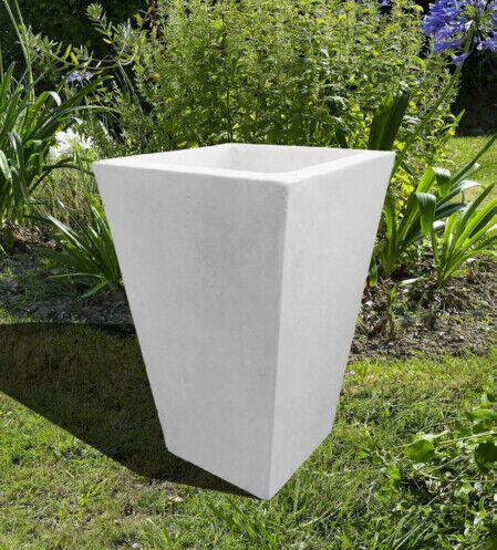 127/S - VASO MODERNO QUADRATO LISCIO IN CEMENTO E POLVERE DI MARMO