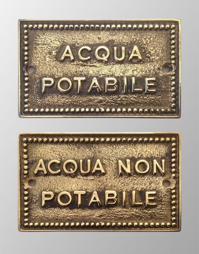 0285AP/2P - 0285ANP/2P - TARGHETTA IN OTTONE PER ACQUA POTABILE E NON POTABILE