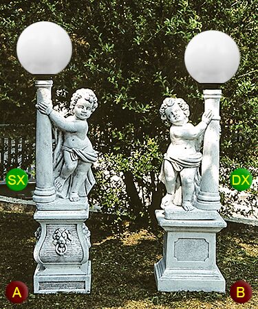 LA920/DG - LA921/DG - PUTTI PORTALAMPADA IN MARMO CEMENTO