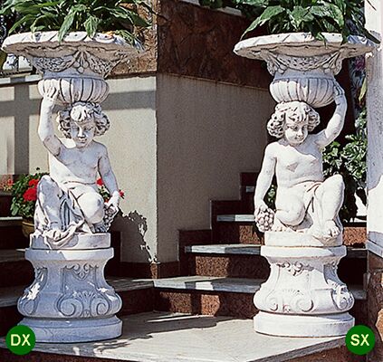 PU2017/DG - PU2018/DG - PUTTI PORTAVASO IN GINOCCHIO IN MARMO CEMENTO