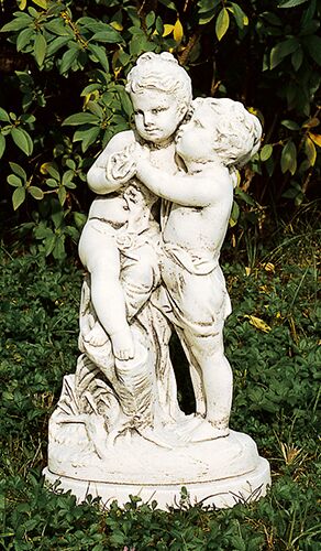 378/S - PUTTI BACIO IN MARMO CEMENTO