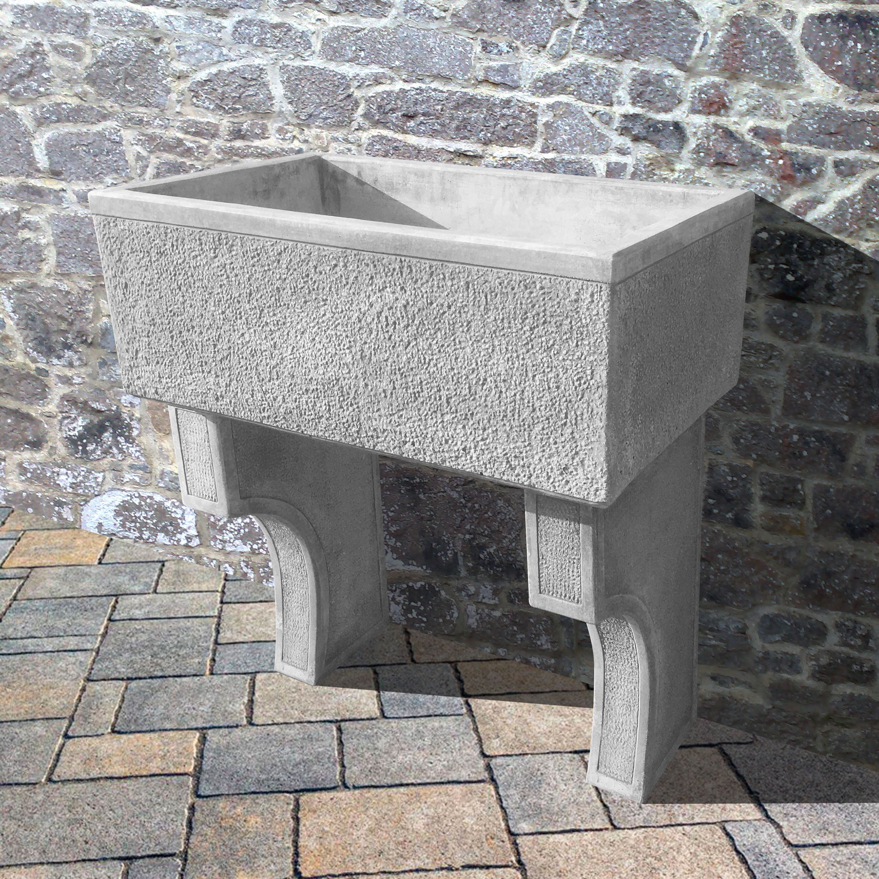 Lavabo da giardino in cemento H 18 cm, 48 x 38 cm