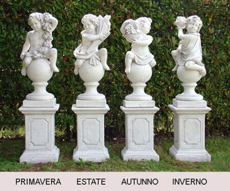 PU2086/DG - PU2087/DG - PU2088/DG - PU2089/DG - PUTTI STAGIONI SU PALLA IN MARMO CEMENTO