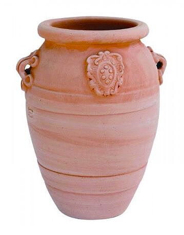 T02011/MR - ANFORA DUE MANICI CON STEMMA IN TERRACOTTA