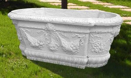 178/S - FIORIERA OVALE POMPEI IN MARMO CEMENTO