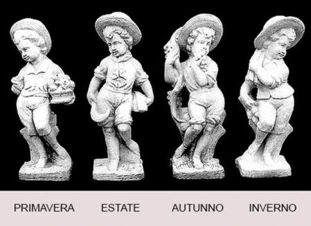 STP18/B - STP19/B - STP20/B - STP21/B - PUTTI CONTADINI STAGIONI IN MARMO CEMENTO