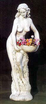 408/S - VENERE CON CESTO PORTAFIORI IN MARMO CEMENTO