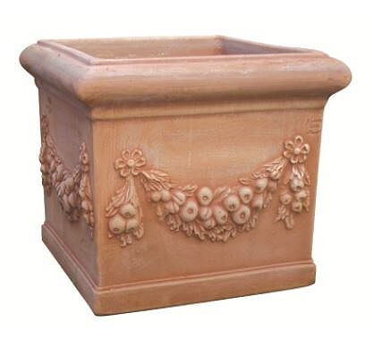 VASO QUADRO FESTONATO IN TERRACOTTA