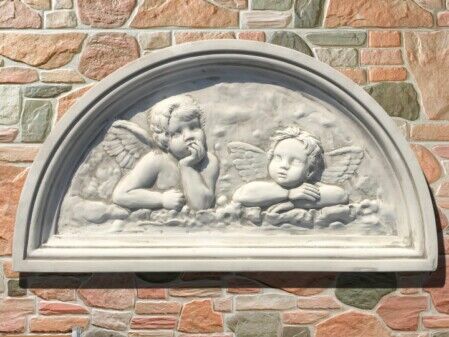 784/I - PANNELLO PUTTI A SEMICERCHIO IN MARMO CEMENTO