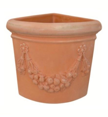 T24252/MR - VASO ALTO FESTONATO AD ANGOLO IN TERRACOTTA