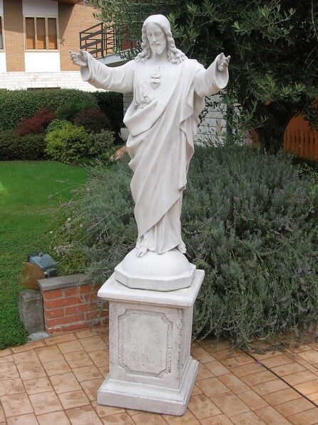STS22/B - CRISTO MANI APERTE MEDIO IN MARMO CEMENTO