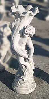 PUV12/B - PUTTO CON CORNUCOPIA IN MARMO CEMENTO