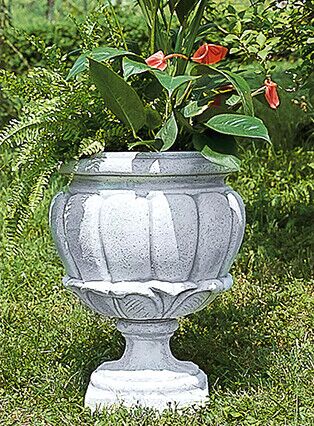 VA36/B - VASO ROTONDO FOGLIE IN MARMO CEMENTO