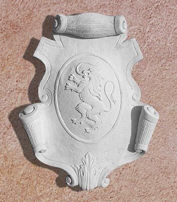 PA62/B - PANNELLO STEMMA CON LEONE IN MARMO CEMENTO