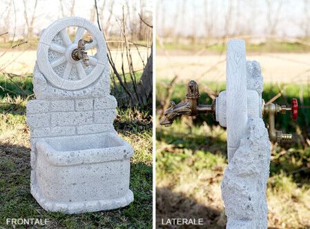 1811/DA - FONTANA VEDOVELLA CON RUOTA IN MARMO CEMENTO