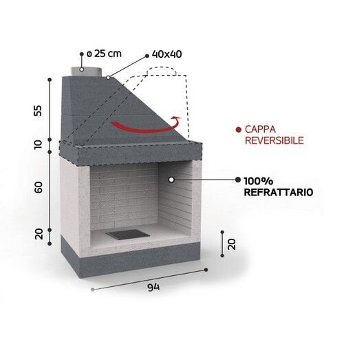 KR2790/EM - CAMINETTO ANGOLARE PREFABBRICATO