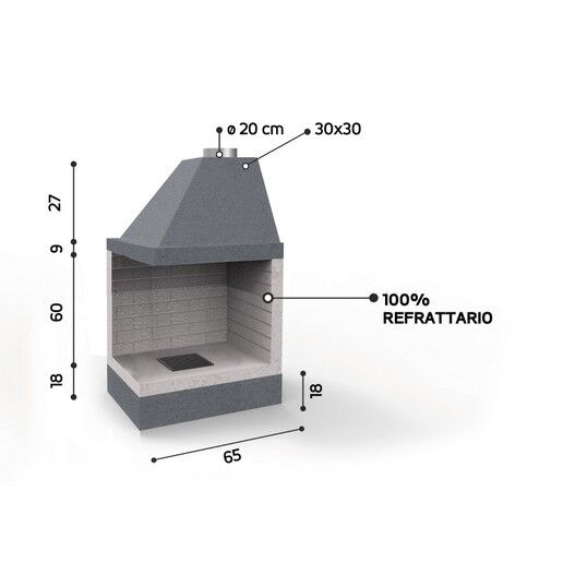 KR65X65/EM - CAMINETTO ANGOLARE PREFABBRICATO