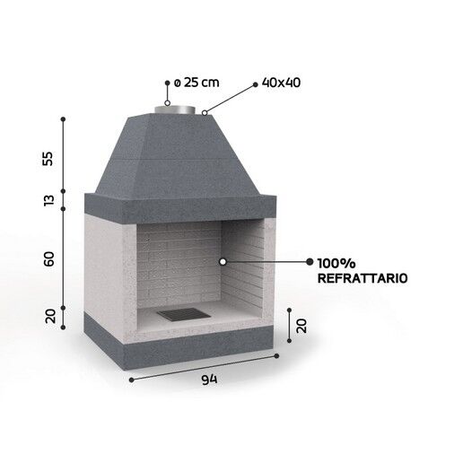 KR790/EM - CAMINETTO ANGOLARE PREFABBRICATO