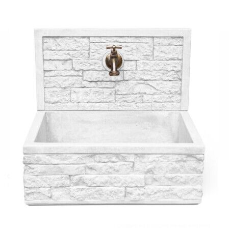 Q-MES45/K - LAVELLO RETTANGOLARE CON PANNELLO FRONTALE IN MARMO CEMENTO