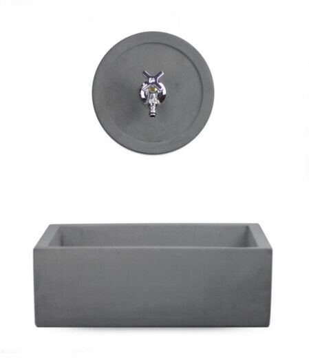 R-MAD45/K - LAVELLO RETTANGOLARE CON PANNELLO ROTONDO IN MARMO CEMENTO
