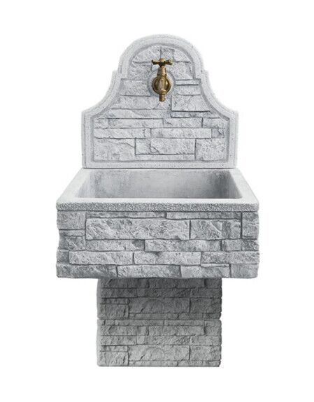 ASSO50/2/K - LAVELLO A MURO CON PANNELLO + 2 ELEMENTO BASE IN MARMO CEMENTO
