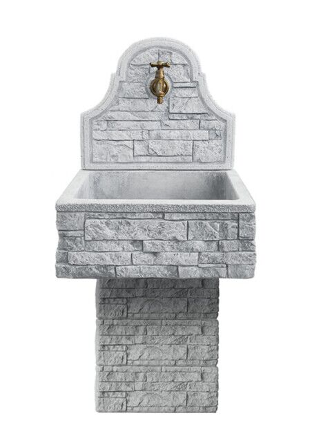 ASSO50/3/K - LAVELLO A MURO CON PANNELLO + 3 ELEMENTI BASE IN MARMO CEMENTO