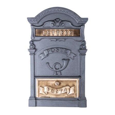 0153 - CASSETTA POSTALE IN STILE INGLESE IN GHISA, ALLUMINIO E OTTONE