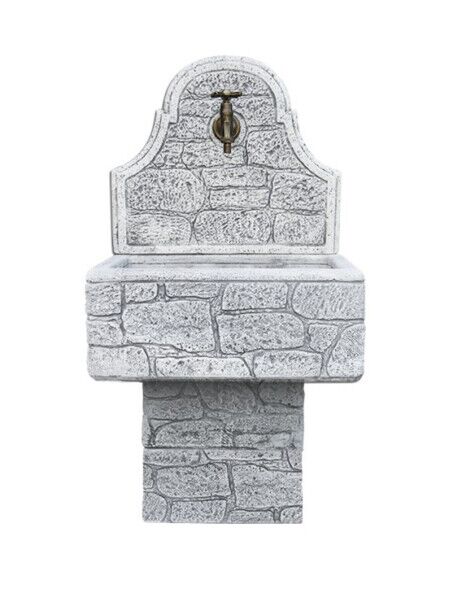 STELLA50/2/K - LAVELLO A MURO CON PANNELLO + 2 ELEMENTI BASE IN MARMO CEMENTO