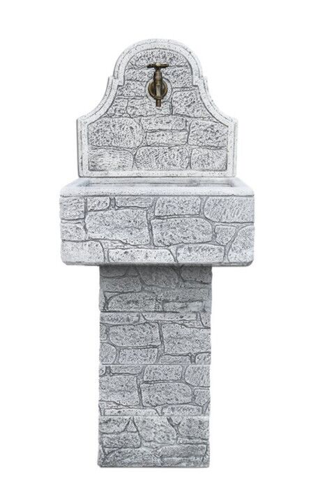STELLA50/4/K - LAVELLO A MURO CON PANNELLO + 4 ELEMENTI BASE IN MARMO CEMENTO